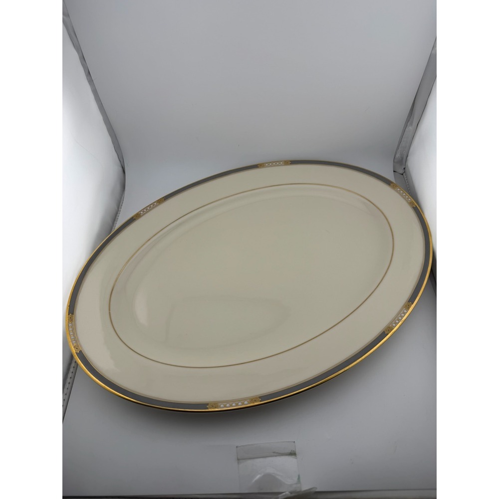 Lennox McKinley 16" Elegant Oval Platter Serving Dish Gold Trim‎